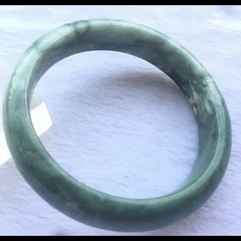 59.6mm 100% Natural Green Jade Bangle Bracelet Chinese Guizhou Jade A157
Interna